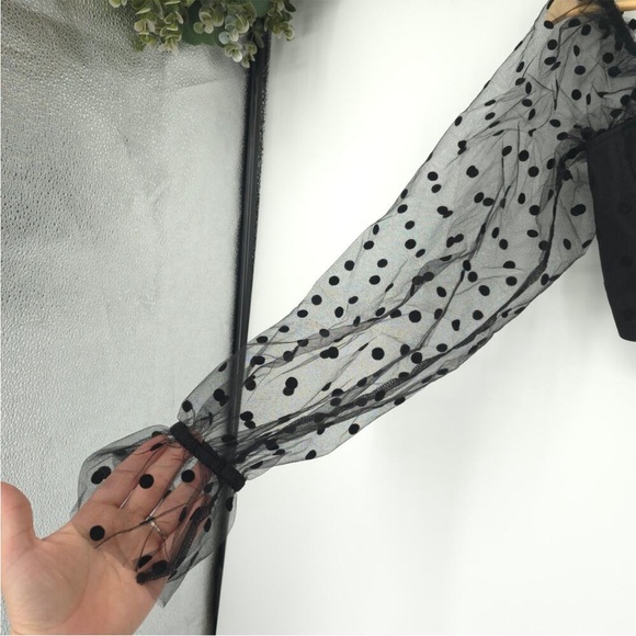 Runaway the Label Chloe Black Long Sleeve Polka Dot Crop Top Size XS NWT - Picture 3 of 8